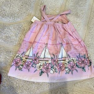 Pink girls sailboat dress with rhinestones size 2 with tags still on